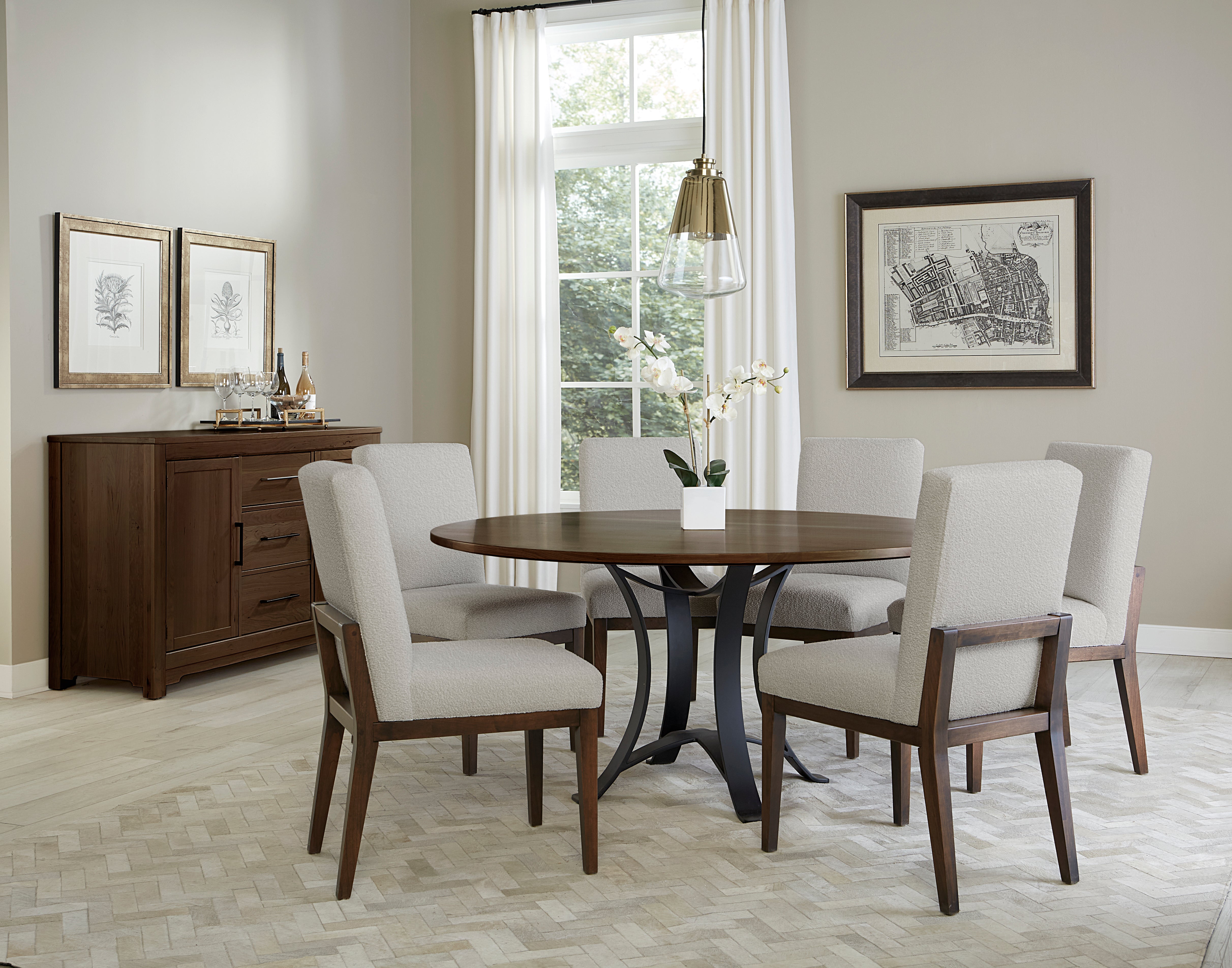 Artisan & Post Crafted Cherry 60 Inch Round Table  W/ Metal Base