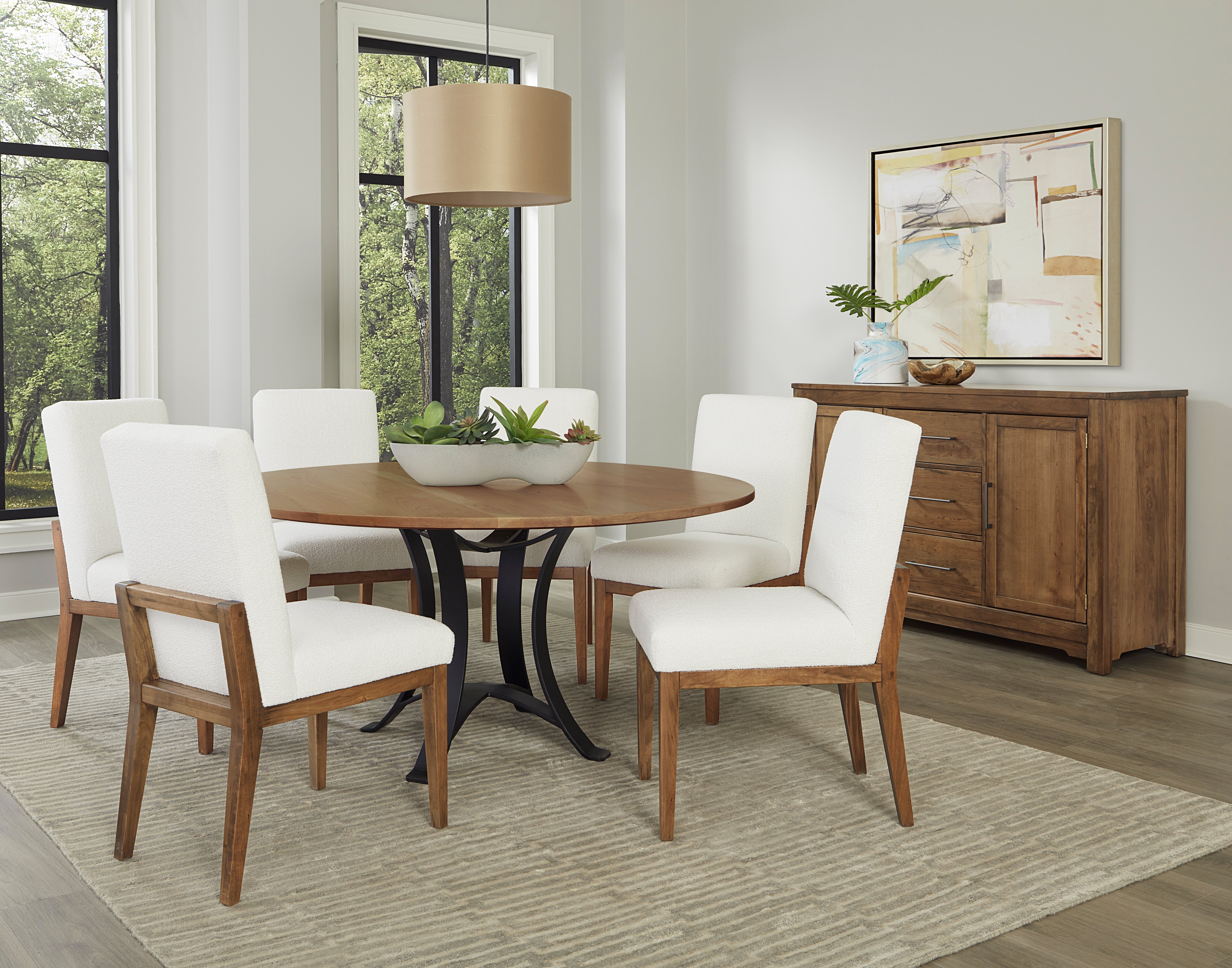 Artisan & Post Crafted Cherry 60 Inch Round Table  W/ Metal Base
