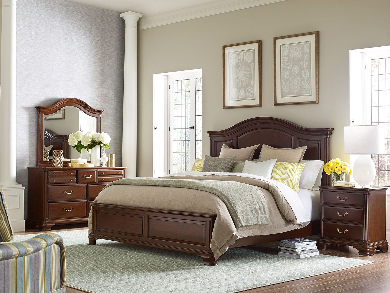 Kincaid Furniture Hadleigh Panel Bed in Classic Cherry