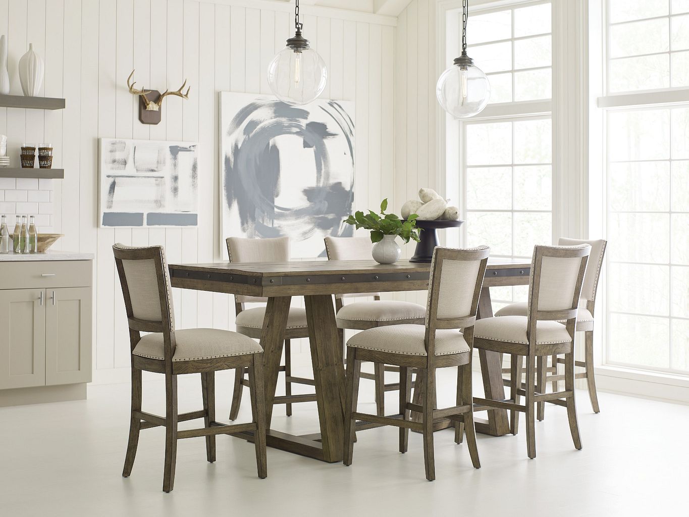 Kincaid Furniture Plank Road Kimler Counter Height Dining Table in Sandstone