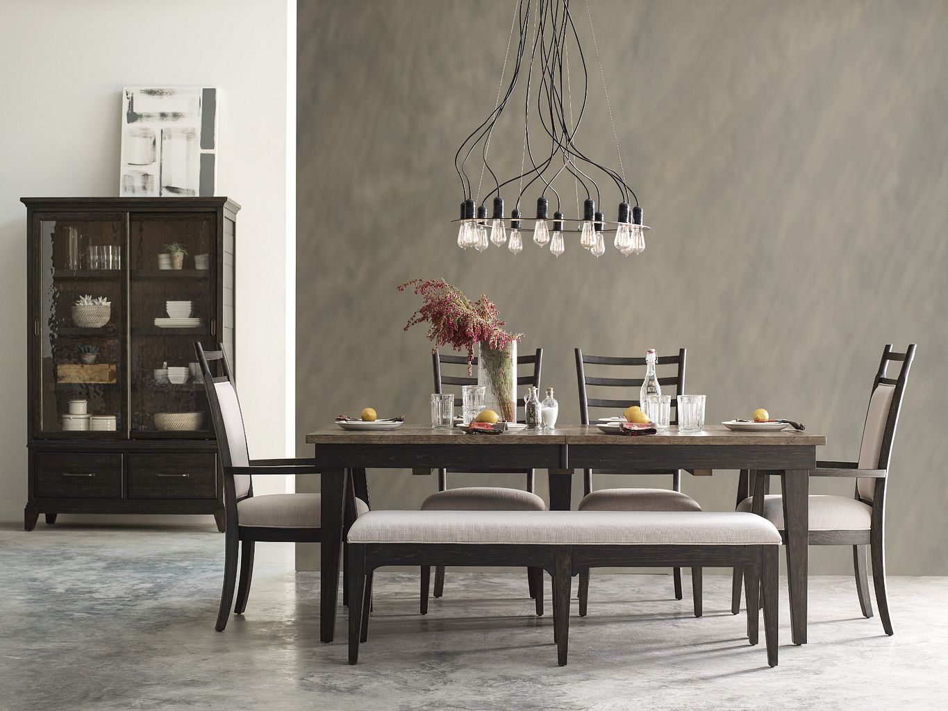 Kincaid Furniture Plank Road Rankin Rectangular Leg Table in Charcoal