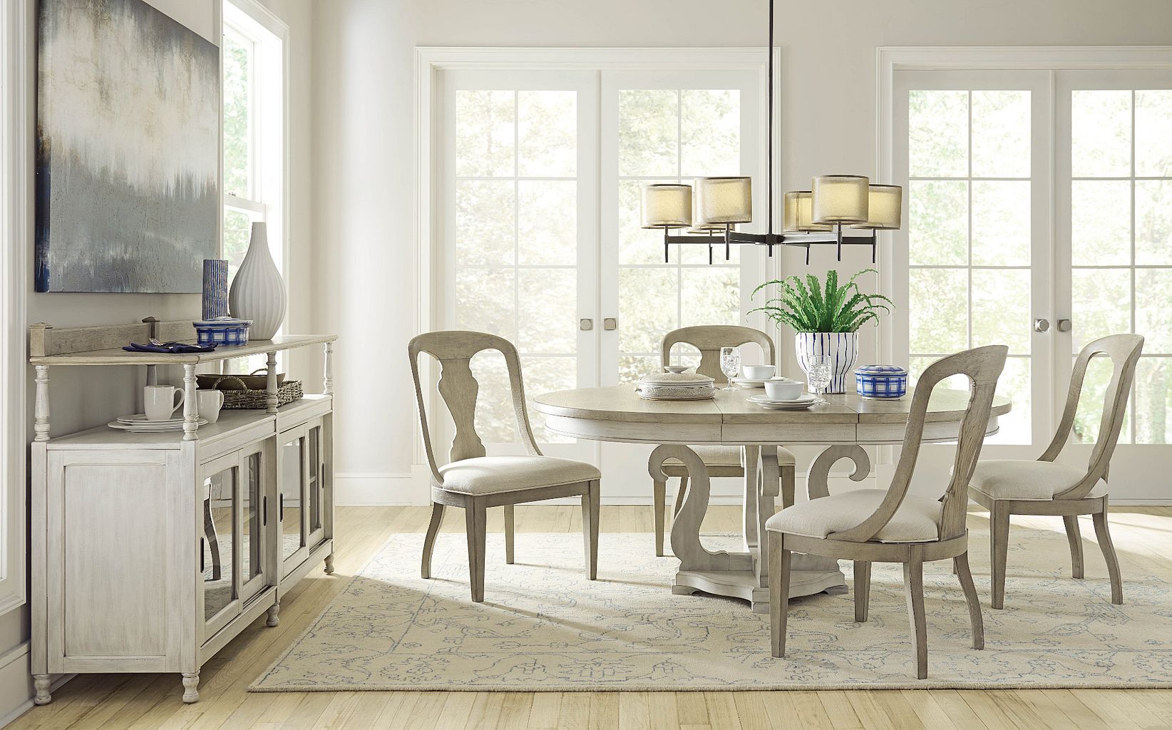 American Drew Litchfield Whitby Upholstered Side Chair in Driftwood