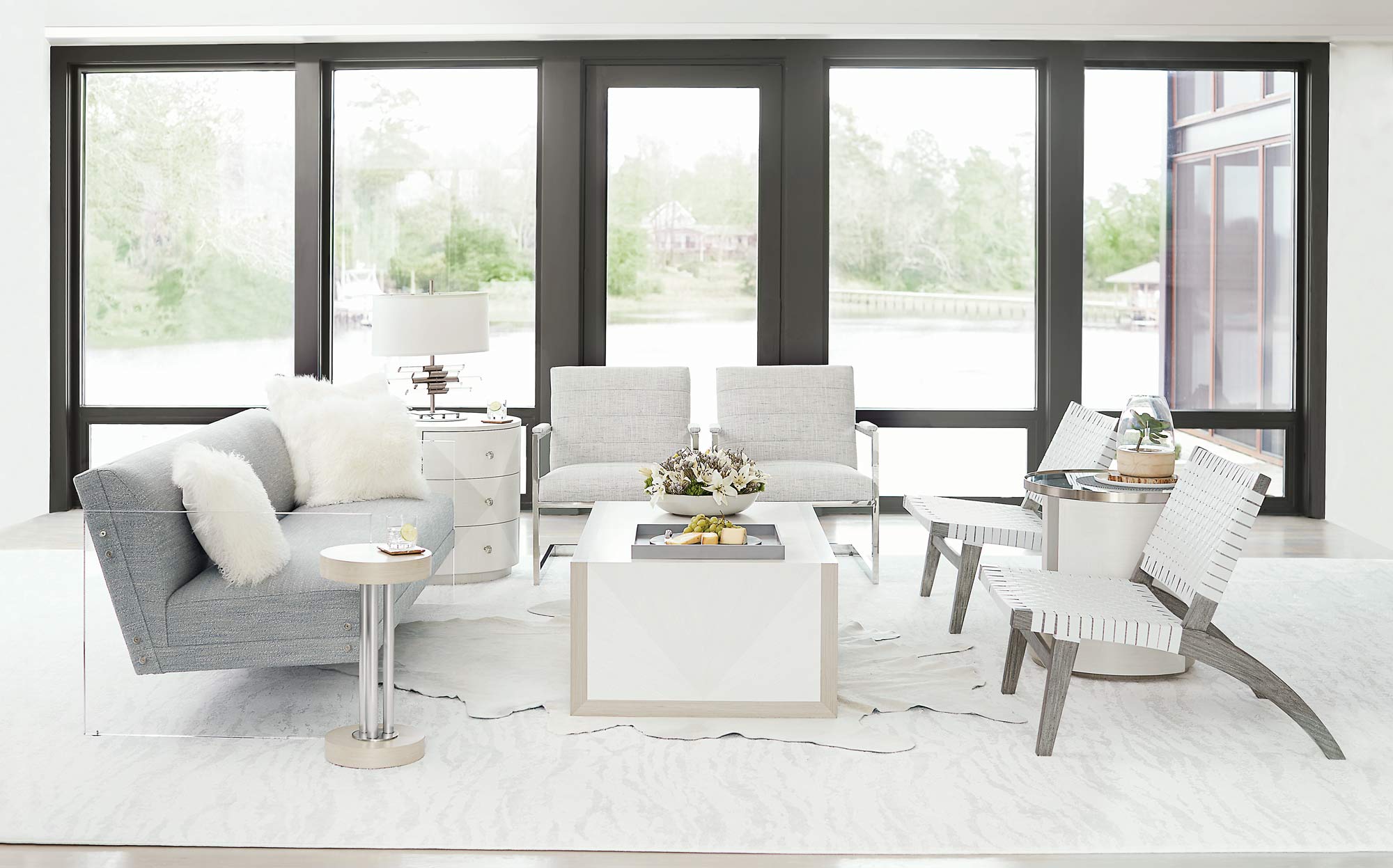 Bernhardt Furniture Axiom Drawer Side Table in Linear White