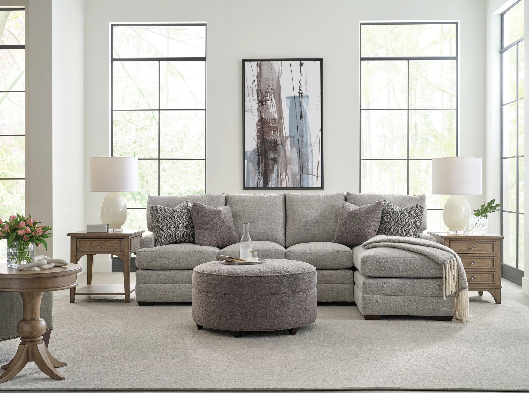 American Drew Carmine Georgie Round End Table in Latte