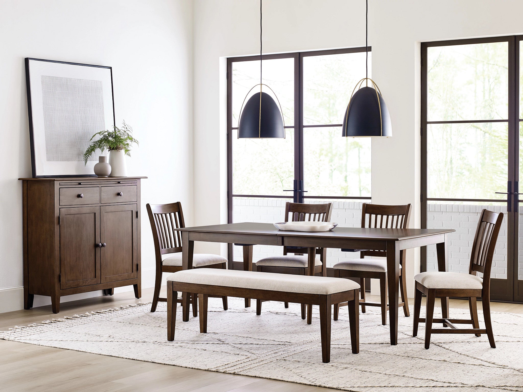 Kincaid Furniture Kafe Upholstered Dining Bench in Mocha