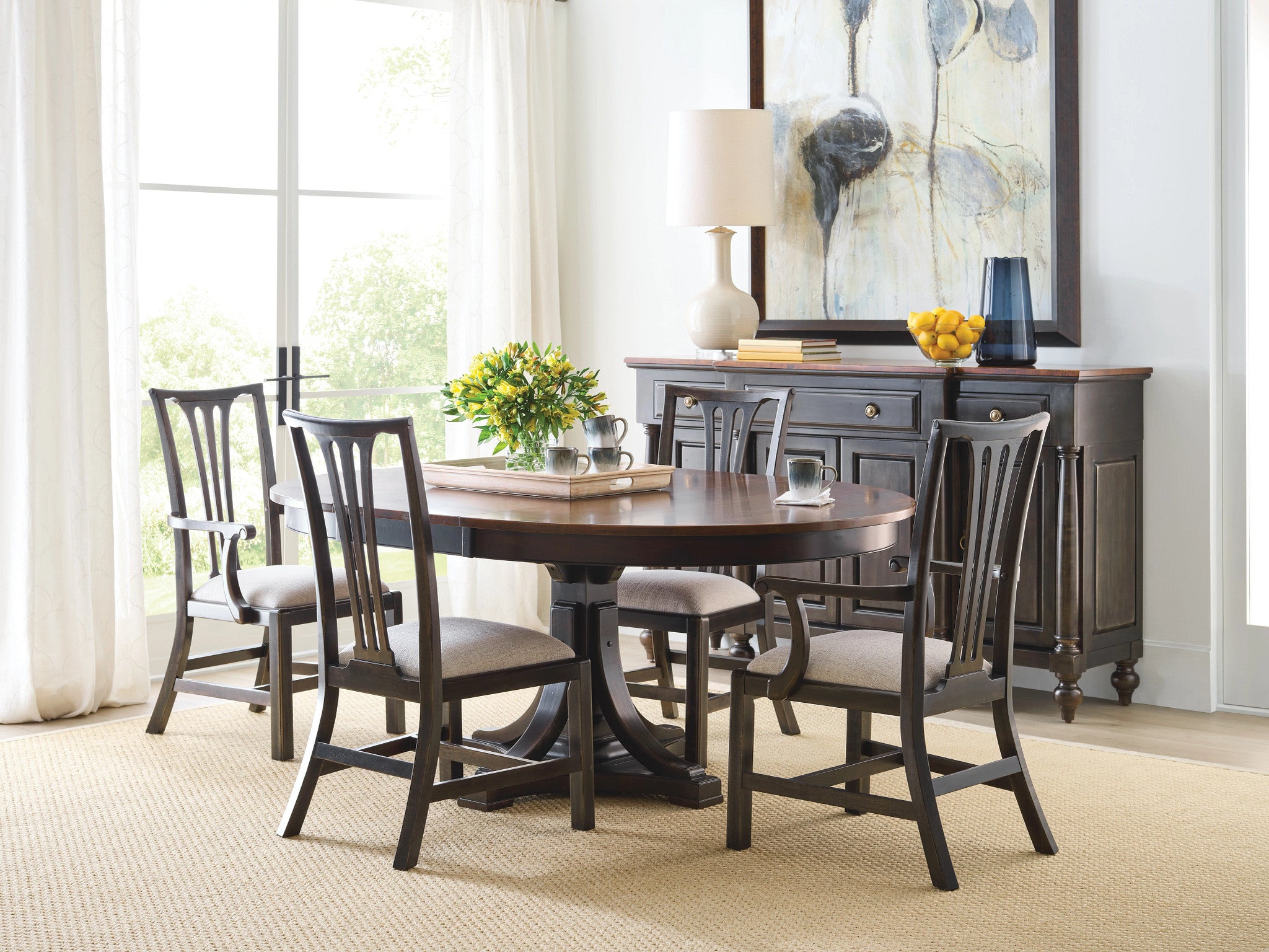 Kincaid Furniture Bridgetown Bromefield Round Dining Table in Heritage Maple/Bridgetown Black