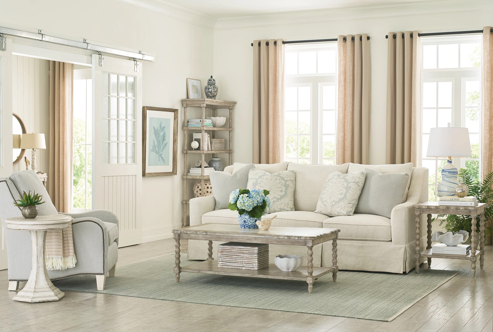 American Drew Cambric Civette Round End Table in Crème