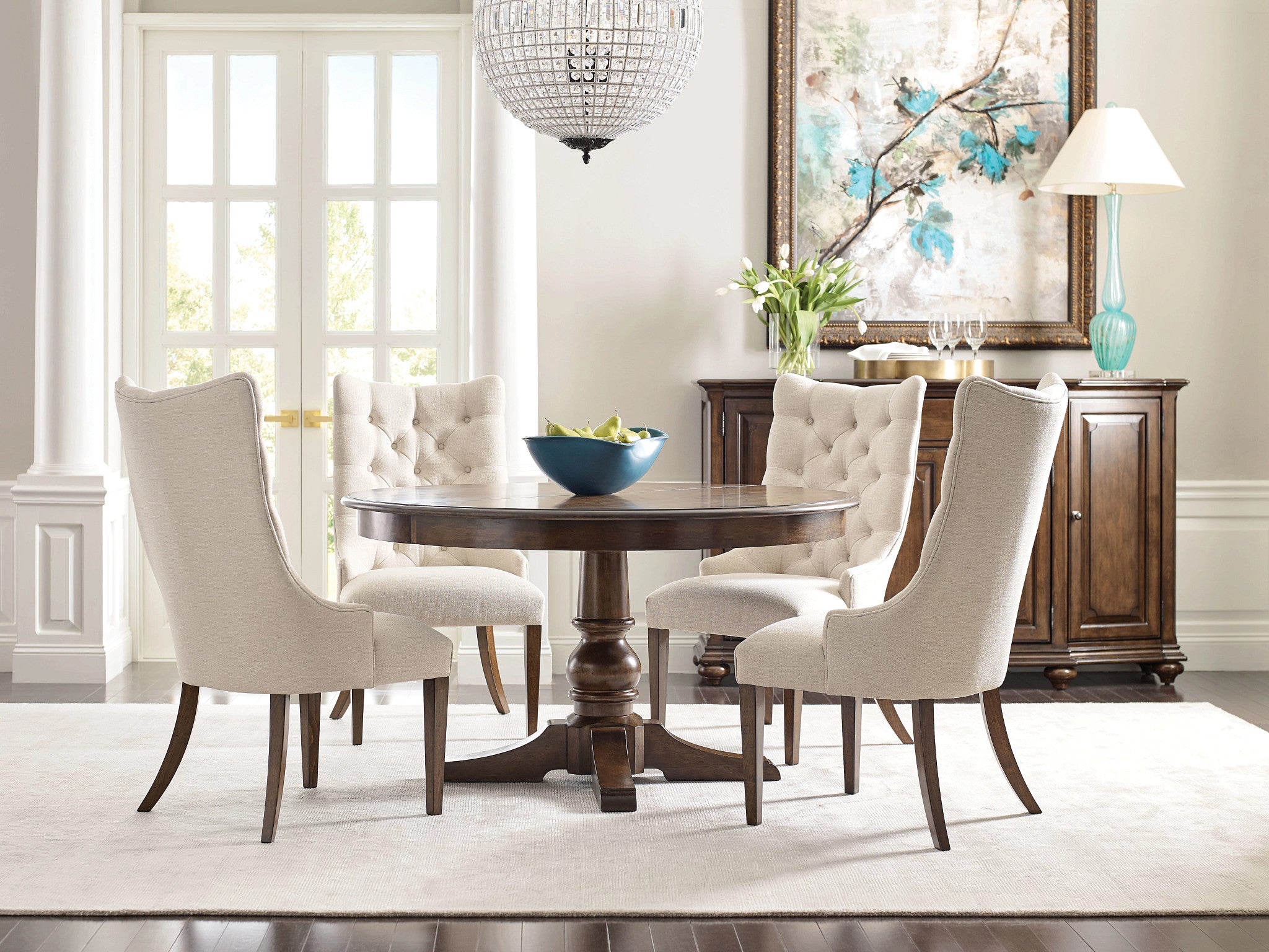 Kincaid Furniture Commonwealth Higgins Upholstered Host Chair in Warm Brunette