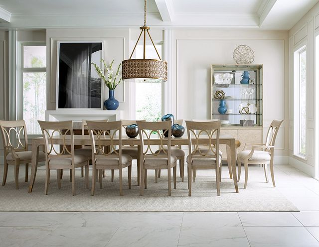 American Drew Lenox Arm Dining Chair in Alabaster/Champagne