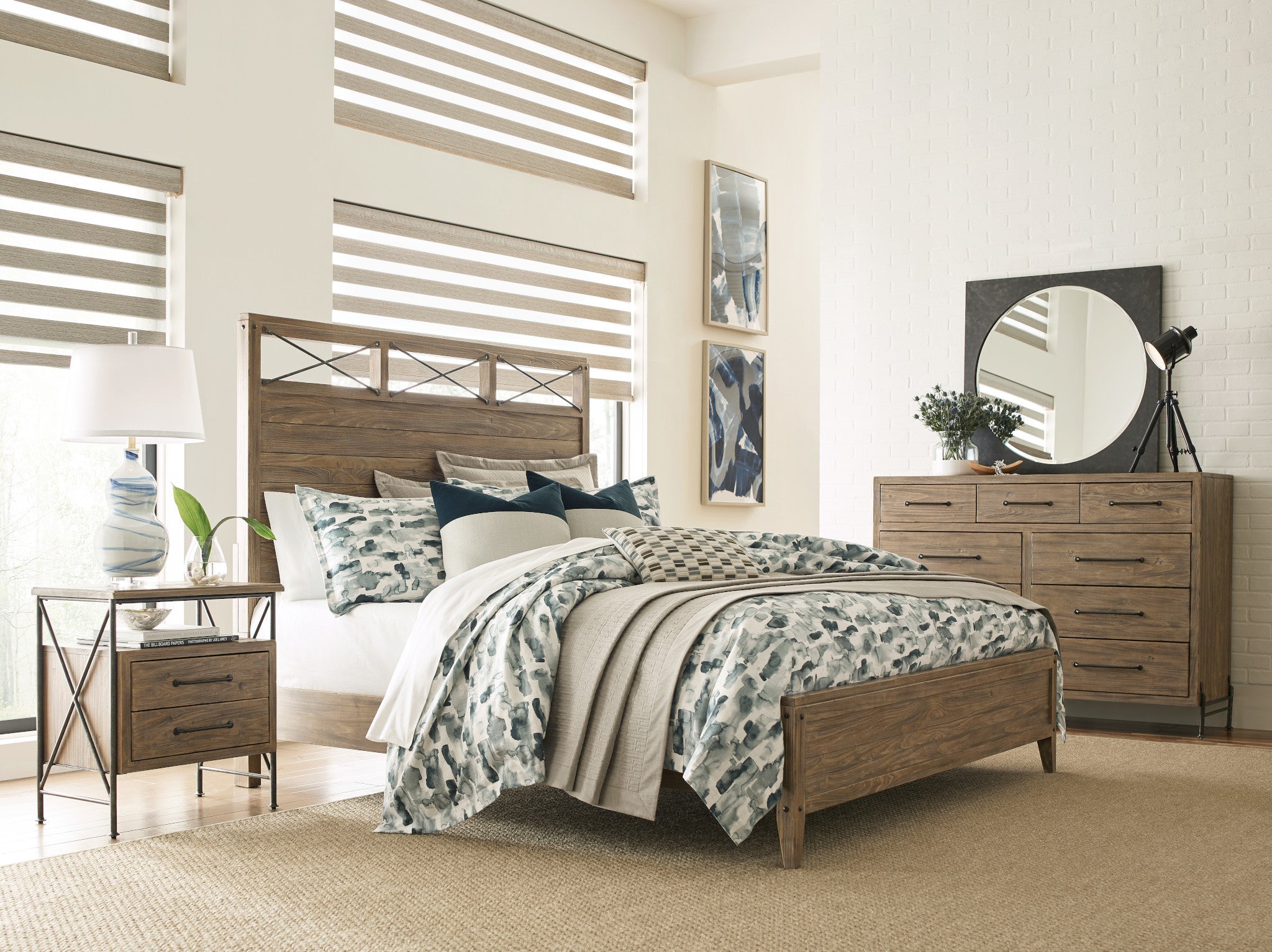 Kincaid Furniture Modern Forge Jackson Panel Bed in Sandy Brown