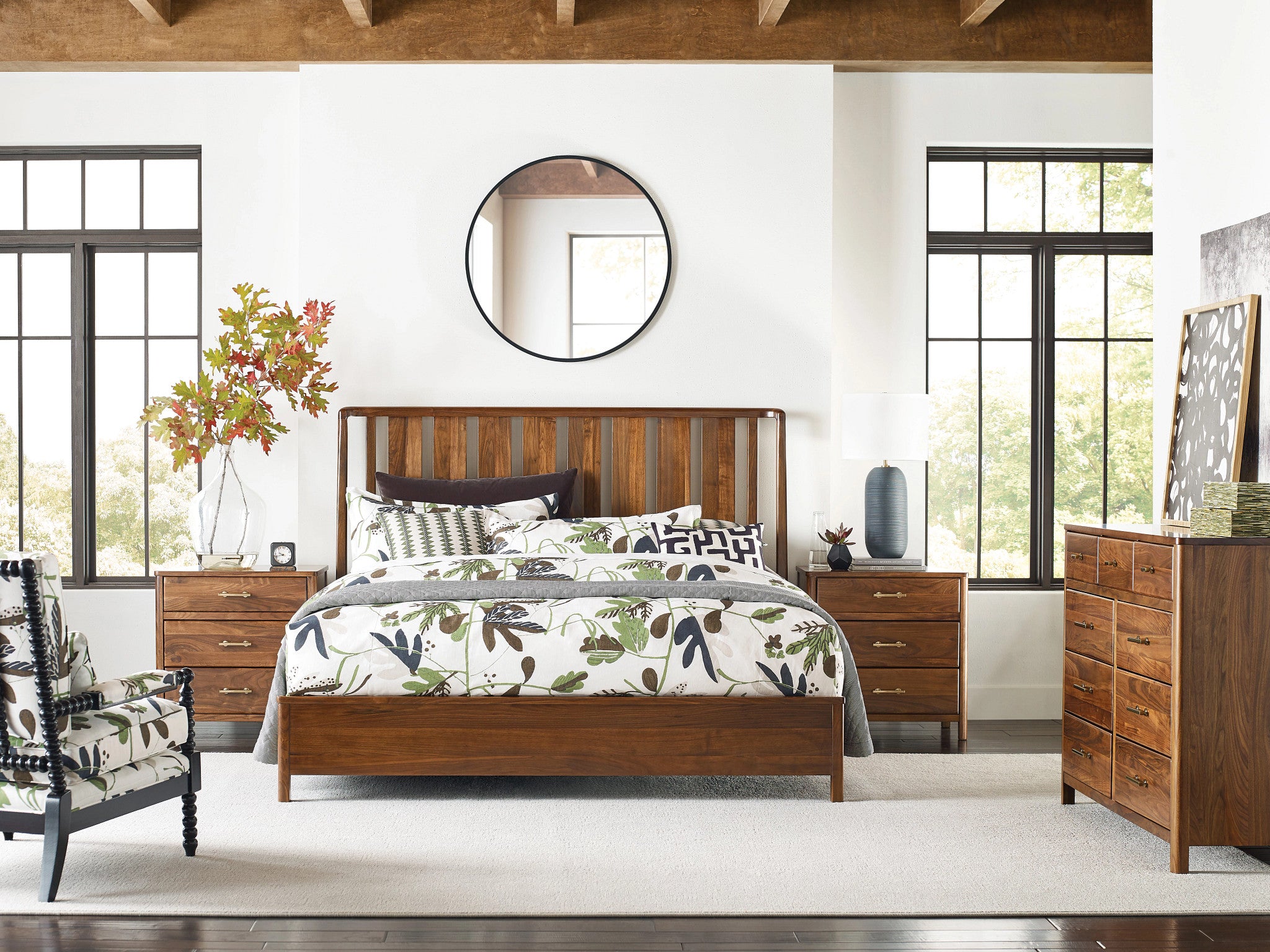 Kincaid Furniture Monogram Walnut Ashburn Slat Bedge in Walnut