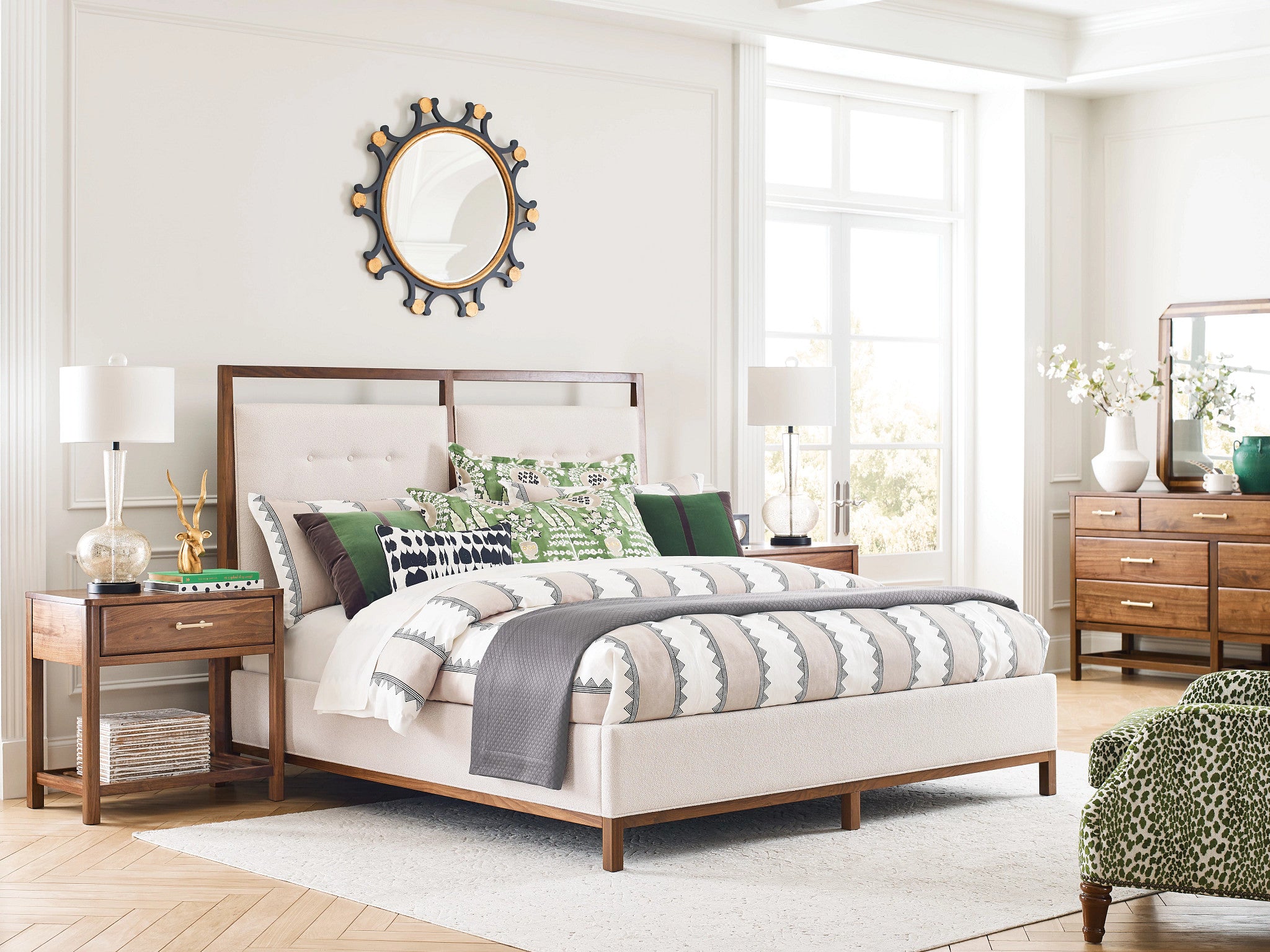 Kincaid Furniture Monogram Walnut Pinehurst Upholstered Bed in Walnut