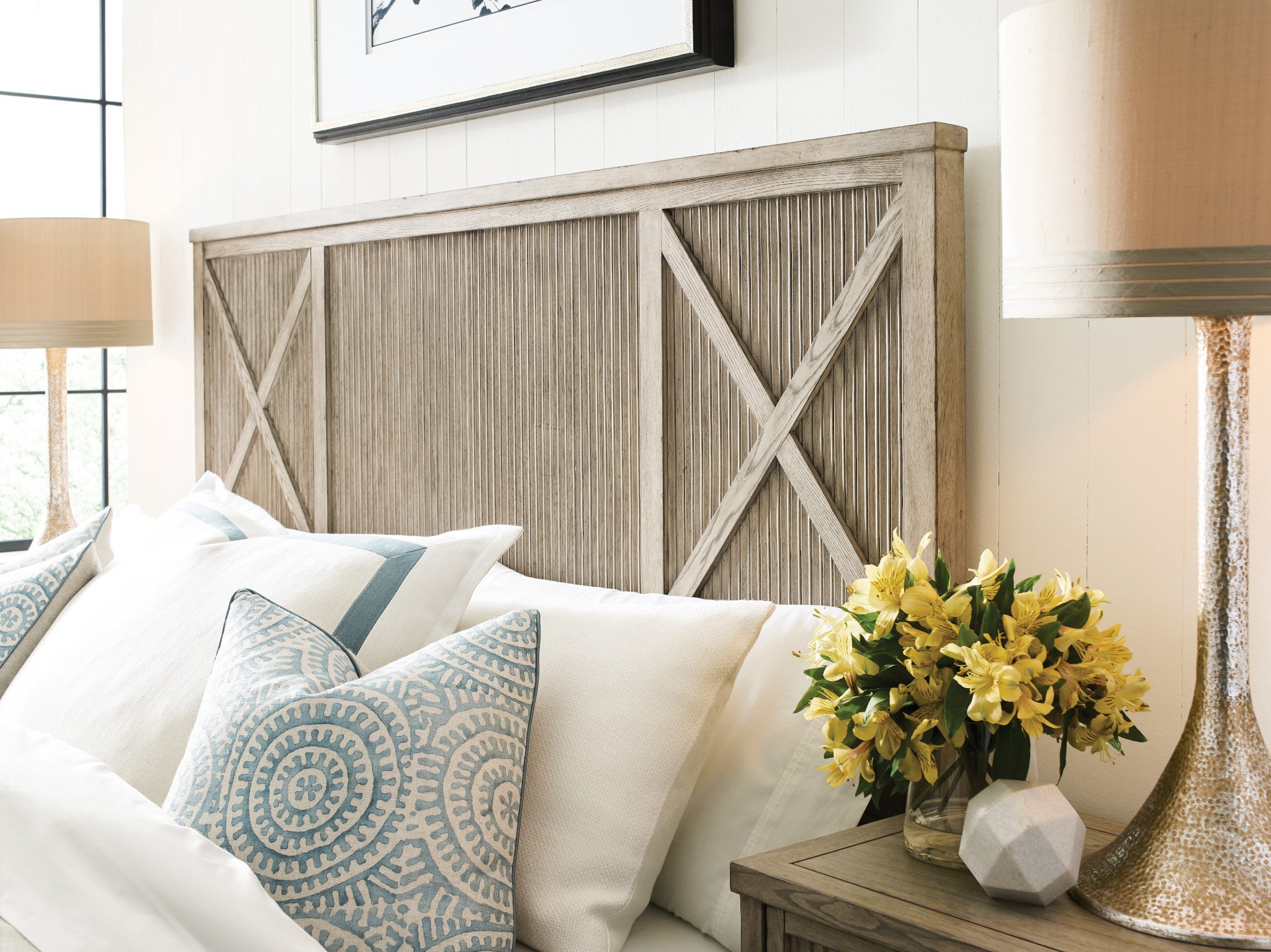 American Drew West Fork Canton Panel Queen Bed in Aged Taupe