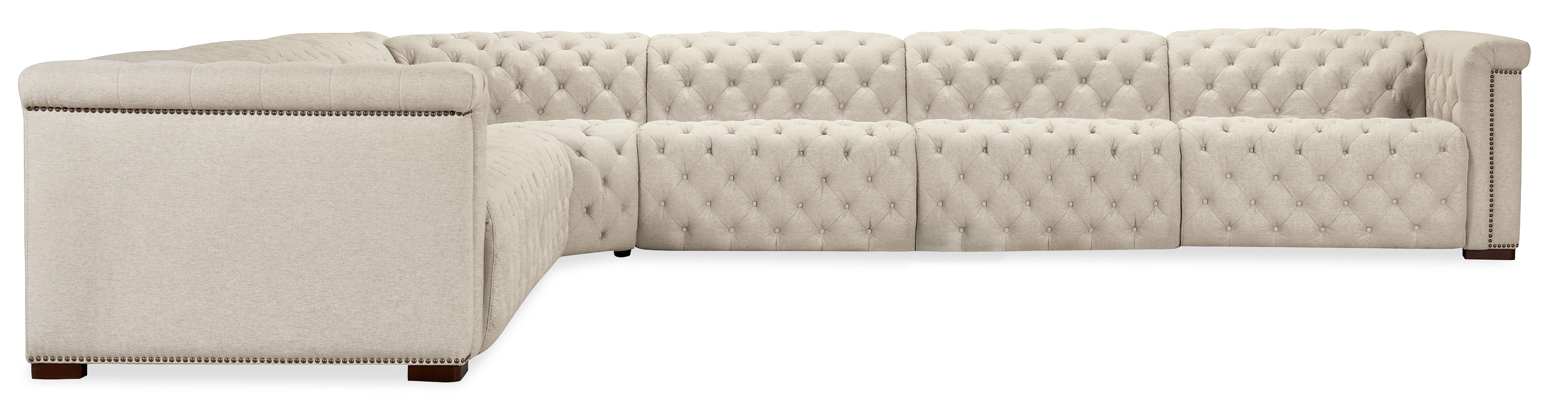 Hooker Furniture Savion Deux 6 Seat Sectional with Three Power Recliners and Seven Power Headrests in Beige