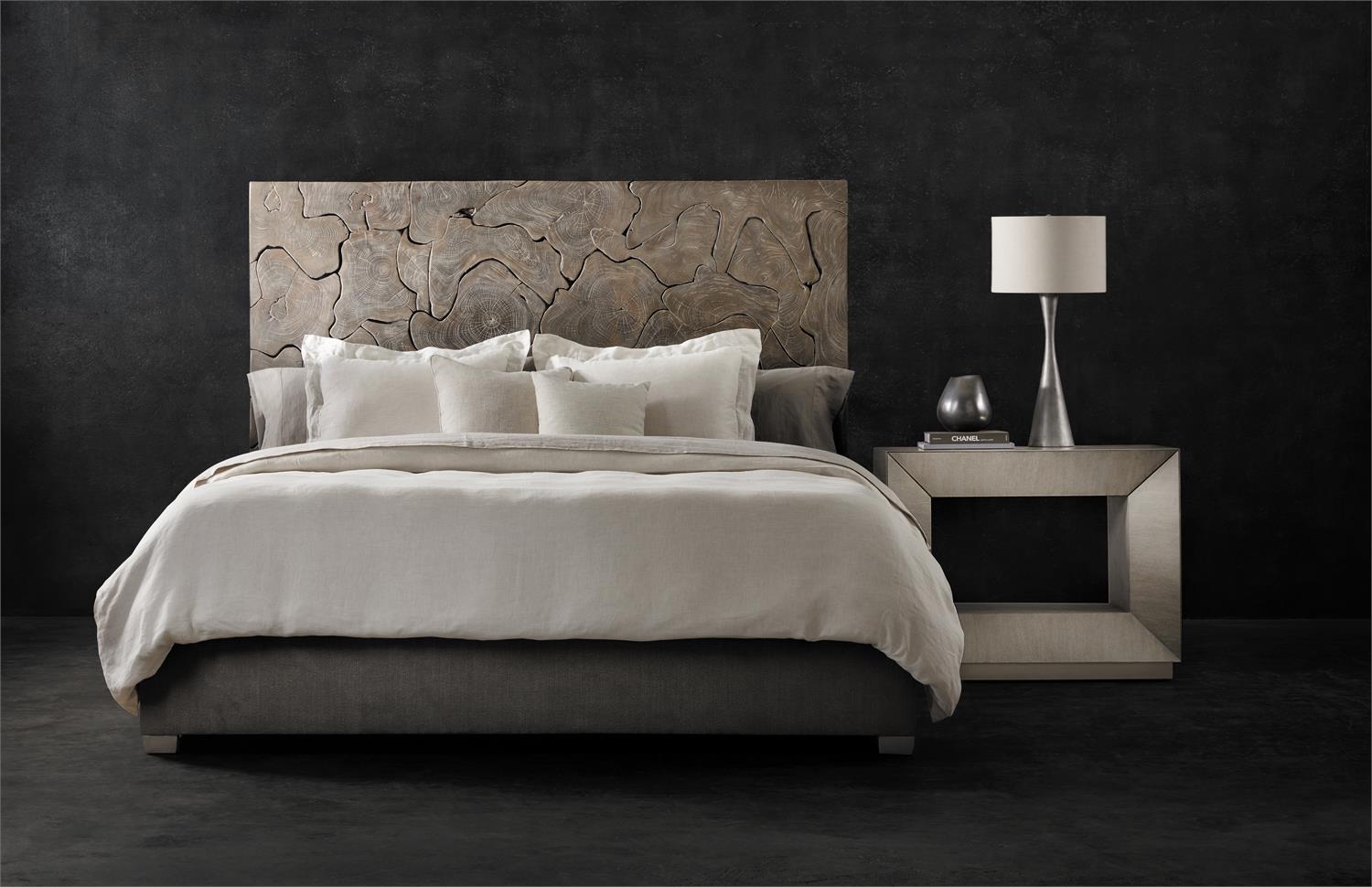 Bernhardt Furniture Calavaras Fabric Panel Bed King in Truffle