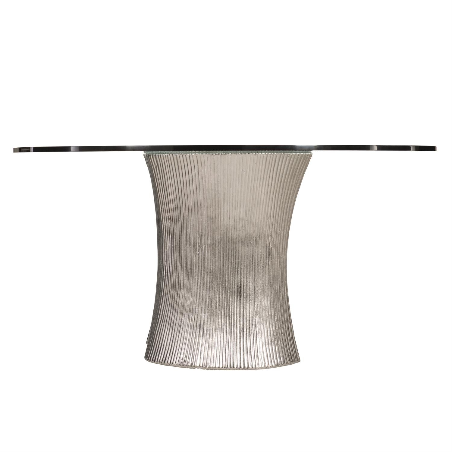 Bernhardt Furniture Serpentine 60" Round Dining Table in Bright Nickel