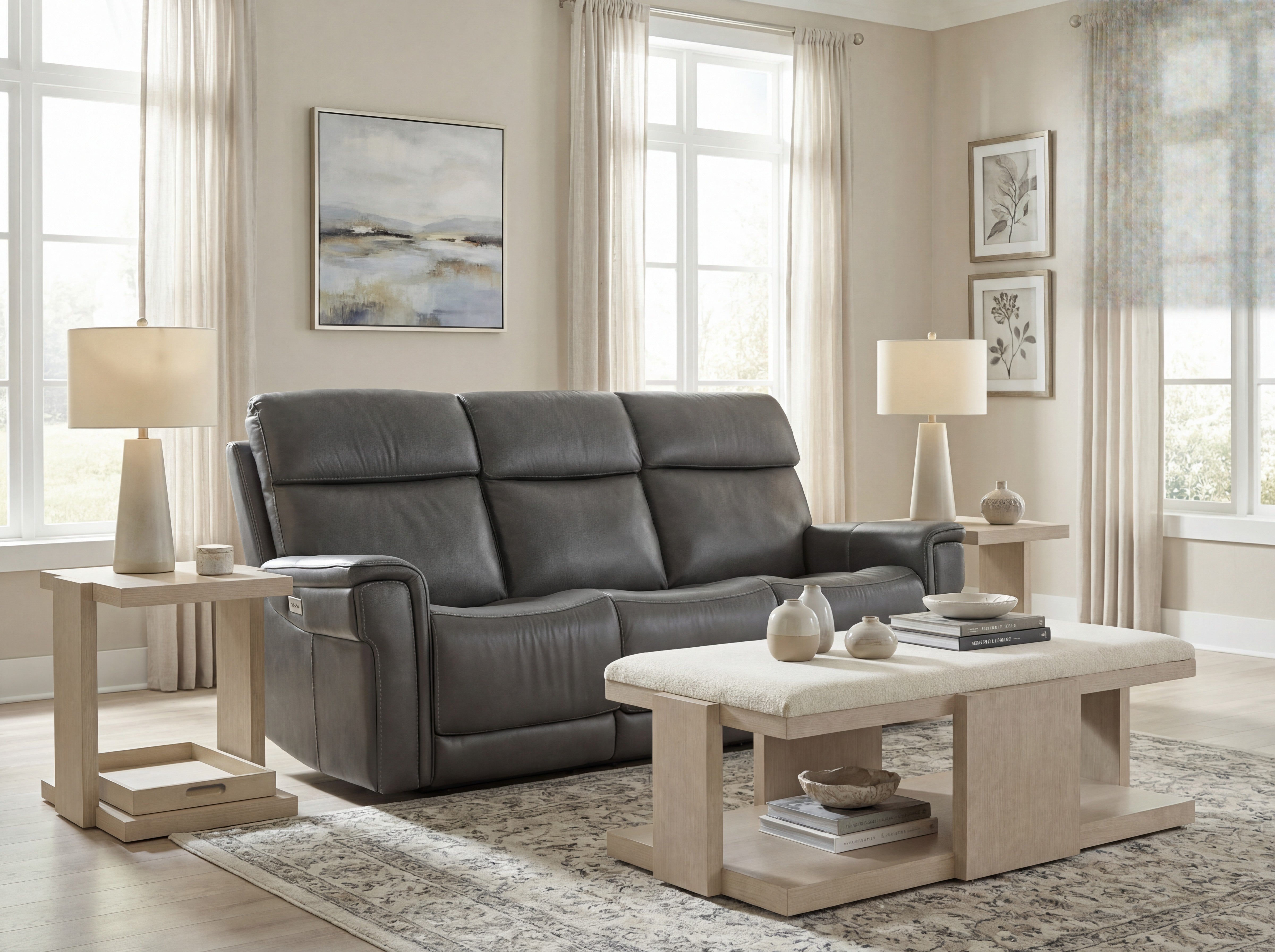 Hooker Furniture Lyra Zero Gravity Power Sofa with Power Headrest and Lumbar in Medium Gray