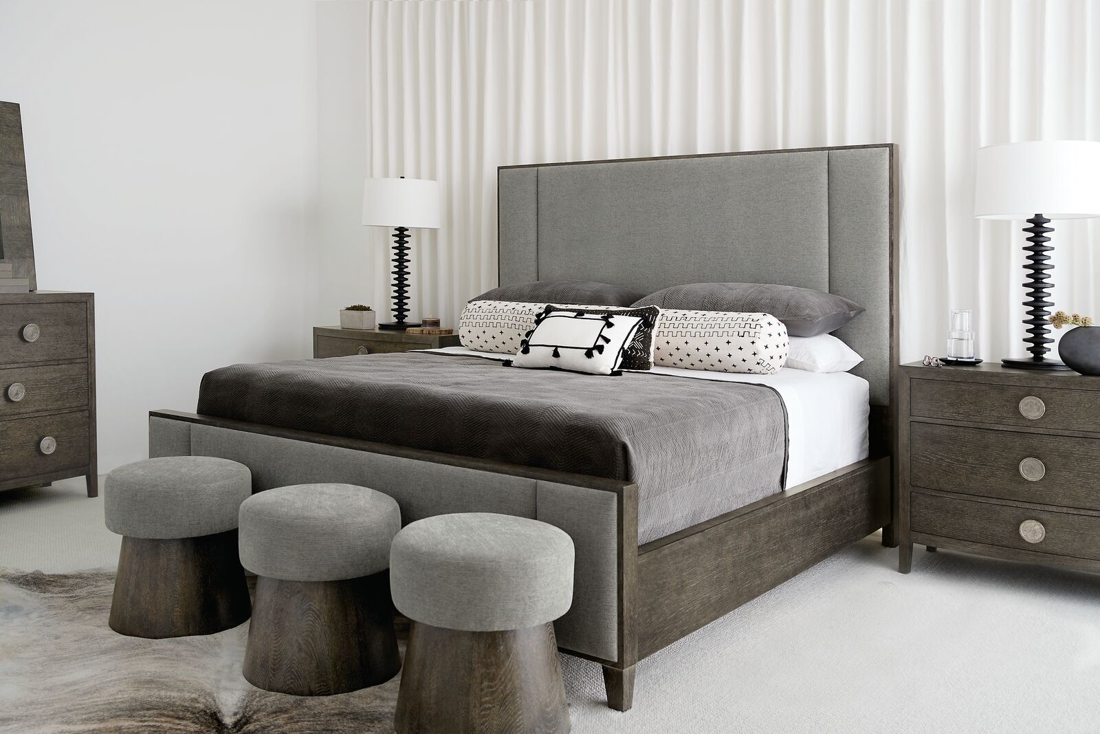 Bernhardt Furniture Linea Bench in Cerused Charcoal