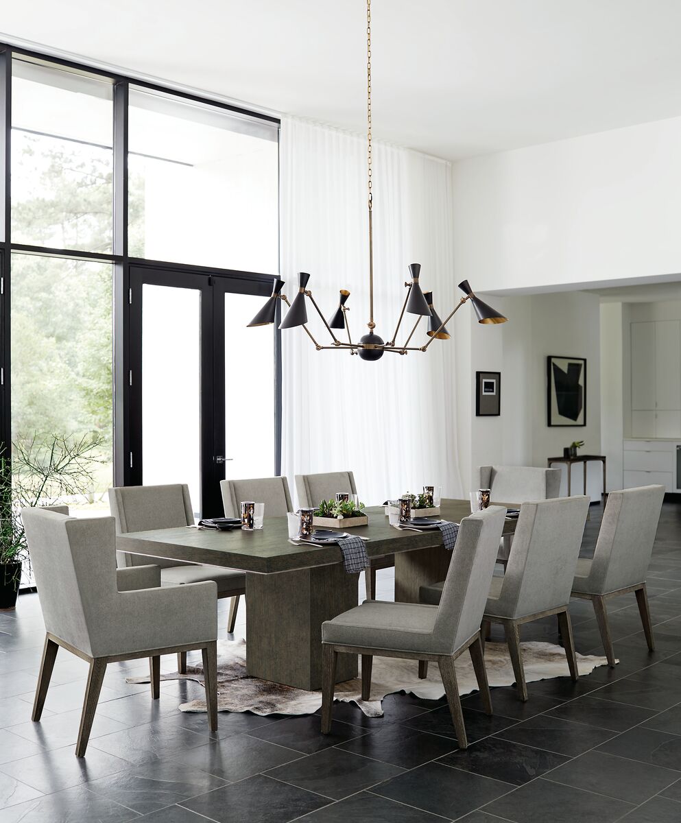 Bernhardt Furniture Linea Dining Table in Cerused Charcoal