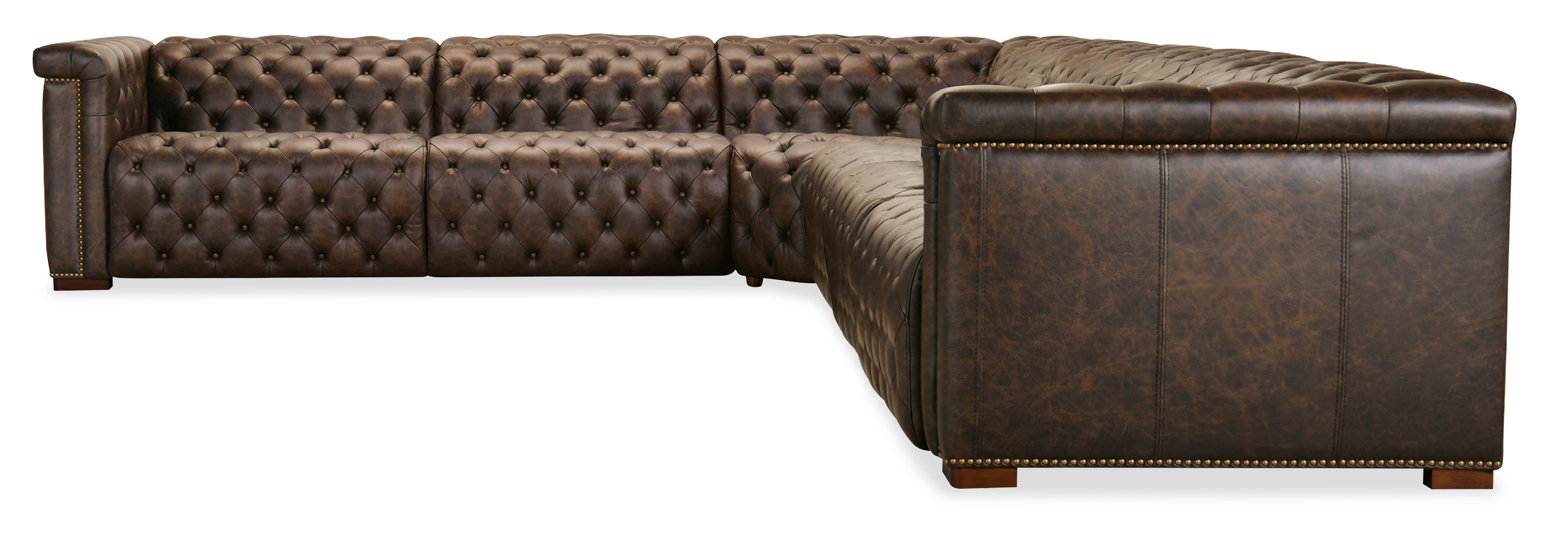 Hooker Furniture Savion Deux 6 Seat Sectional with Four Power Recliners and Seven Power Headrests in Brown