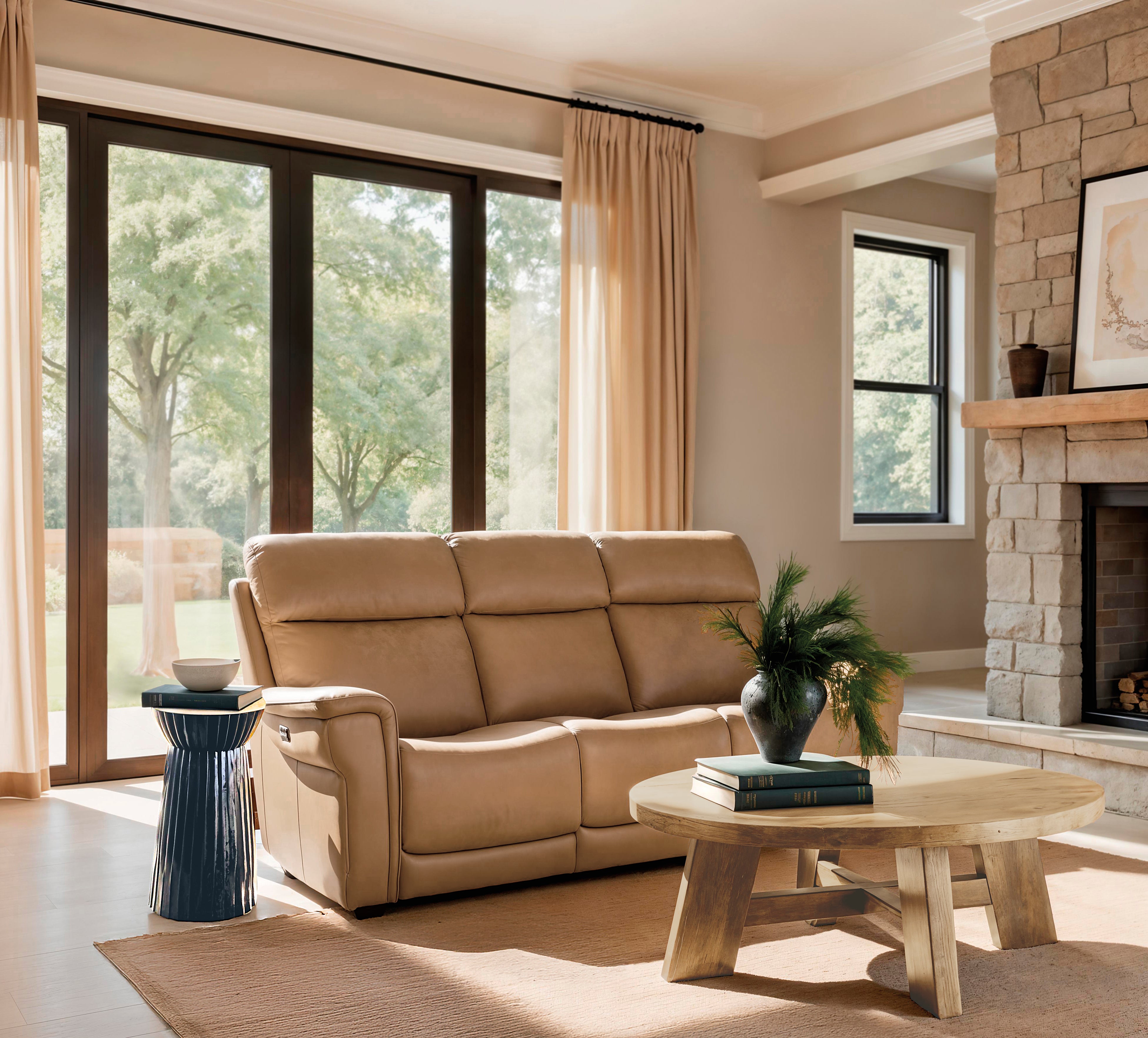Hooker Furniture Lyra Zero Gravity Power Sofa with Power Headrest and Lumbar in Light Brown