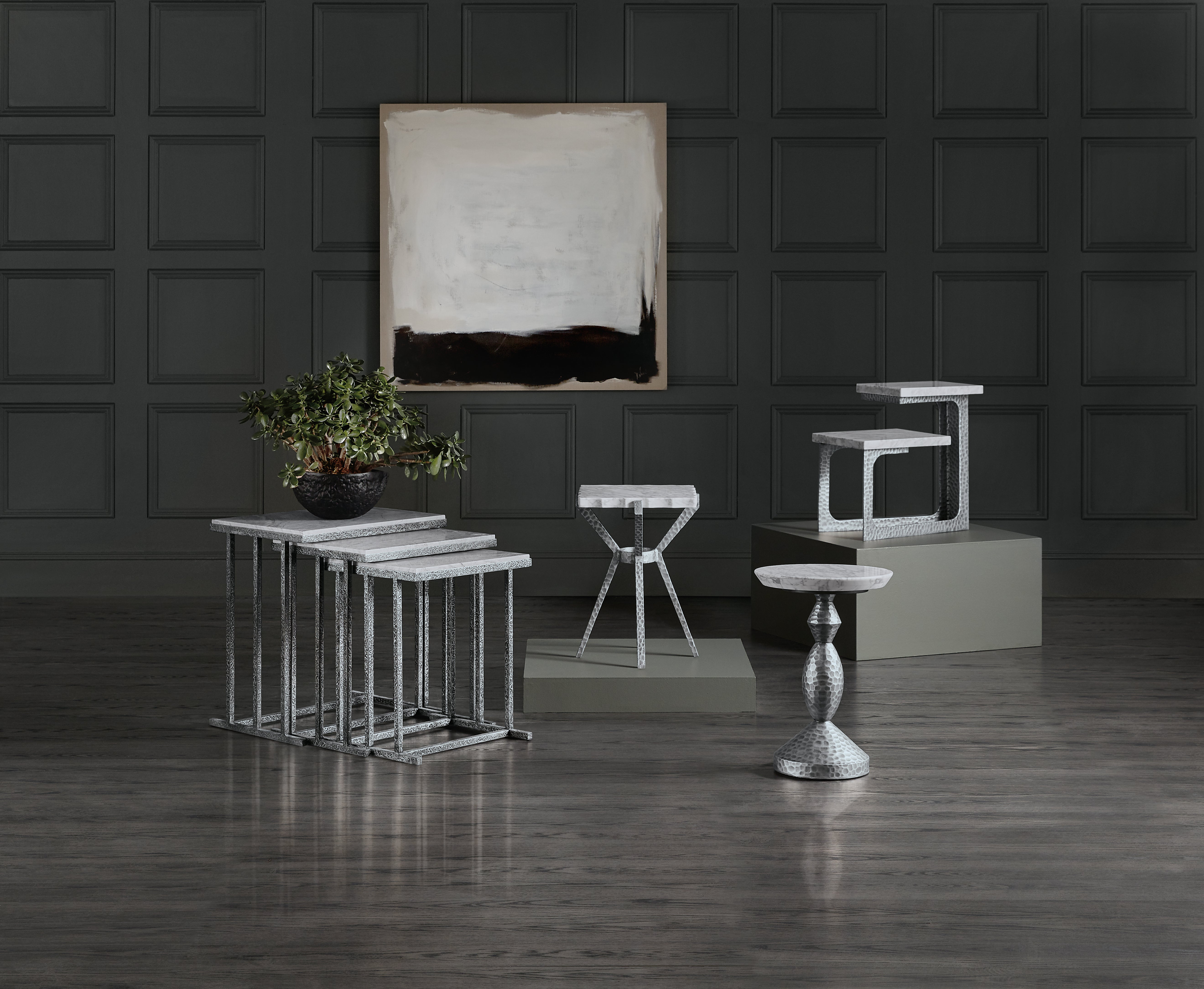 Hooker Furniture Melange Georgie Side Table in Silvers