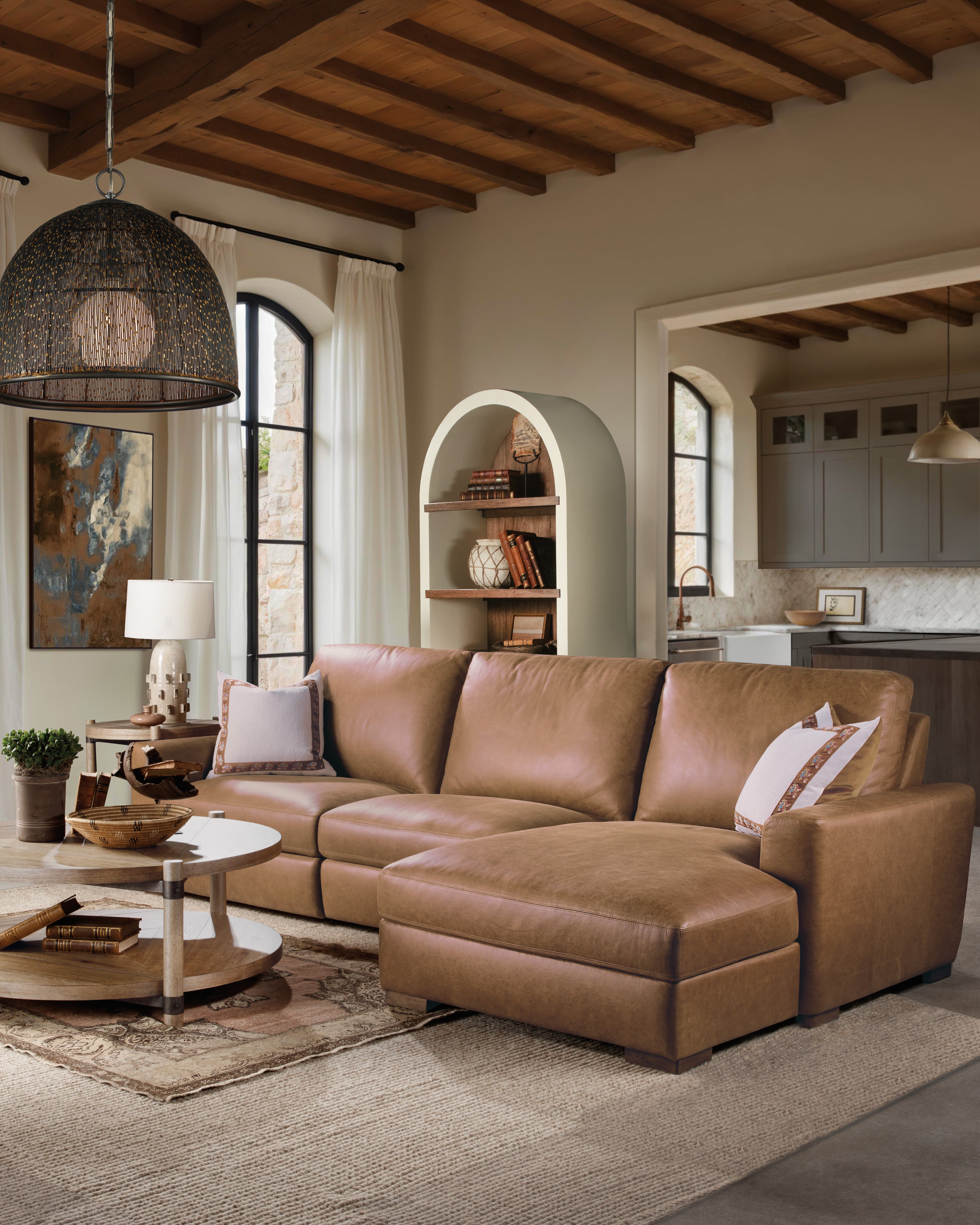 Hooker Furniture Optimus Three-Seat Sectional in Brown