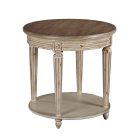 American Drew Southbury Round End Table in Fossil/Parchment