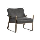 Sunpan Kristoffer Lounge Chair in Vintage Steel Grey Leather
