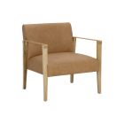 Sunpan Earl Lounge Chair in Rustic Oak - Ludlow Sesame Leather