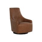 Sunpan Carmine Swivel Lounge Chair in Cognac Leather