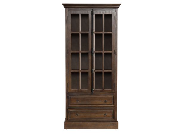 Crestview Solid Wood 2 Drawer 2 Door Accent Cabinet Dark Brown Natural Wood Grain