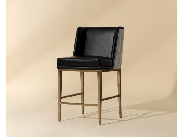 Sunpan Joplin Counter Stool in Cantina Black / Vera White Pepper