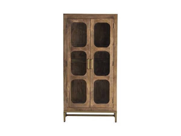 Crestview 61 In. Solid Wood 2 Door Accent Cabinet Brown Natural Wood Grain