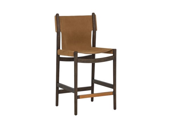 Sunpan Argus Counter Stool in Nubuck Caramel Leather