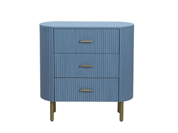 Crestview Solid Wood 3 Drawer Accent Chest Smooth Warm Blue