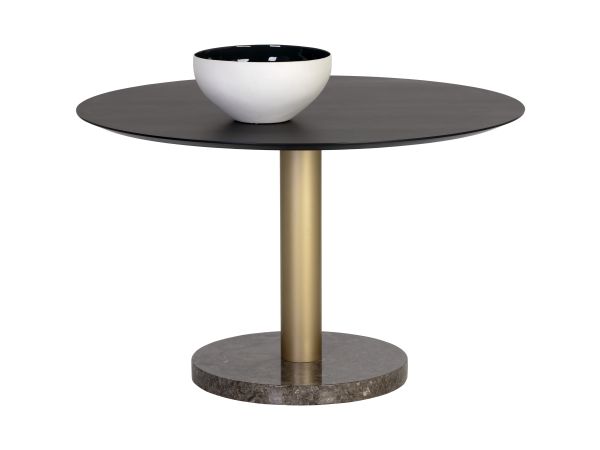 Sunpan Monaco Dining Table in Gold Grey Marble / Charcoal Grey 48"