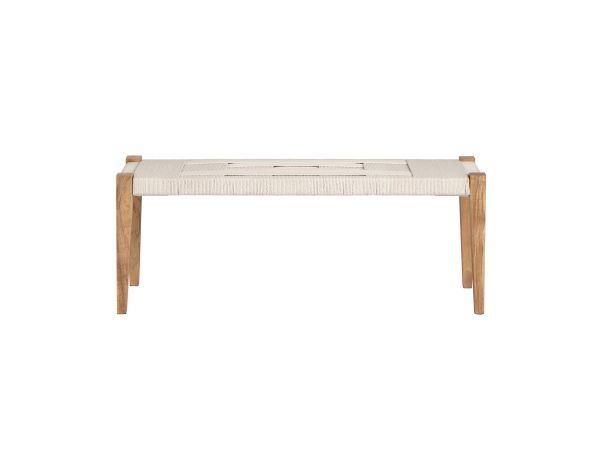 Crestview 48 In. Beige Upholstered Accent Bench With Brown Solid Wood Frame