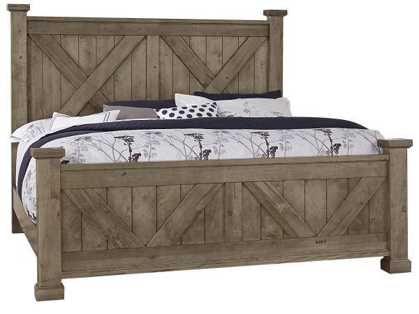 Artisan & Post Cool Rustic Queen X Bed with X Footboard in Stone Grey 