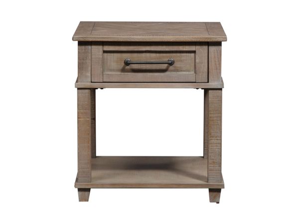 Liberty Furniture Parkland Falls Rectangular End Table in Weathered Taupe