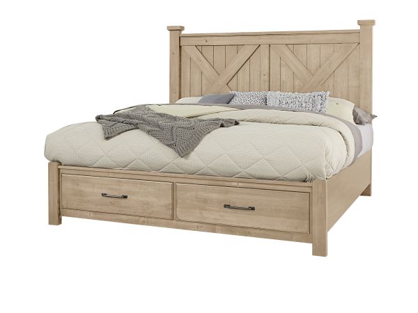 Artisan & Post Cool Rustic Queen X Bed With Footboard Storage in Clear Maple 