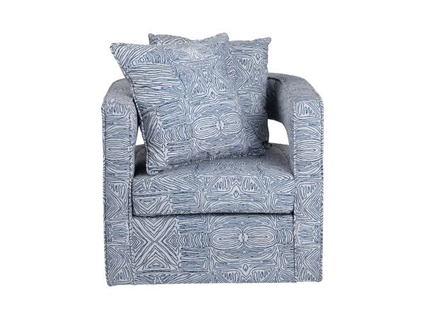Crestview Blue Upholstered Accent Arm Chair With Black Iron Frame