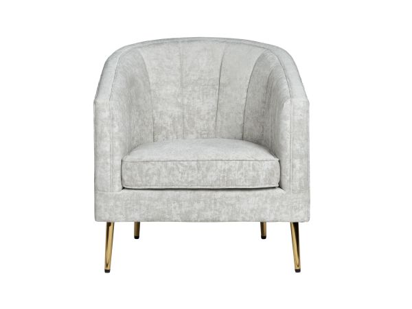 Crestview Beige Upholstered Accent Arm Chair With Gold Iron Frame