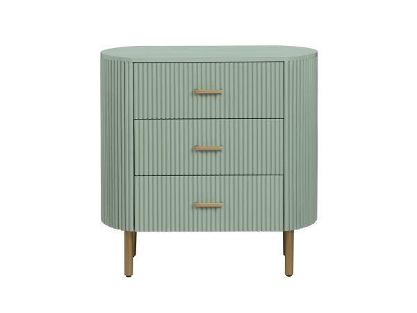 Crestview Solid Wood 3 Drawer Accent Chest Smooth Sage Green