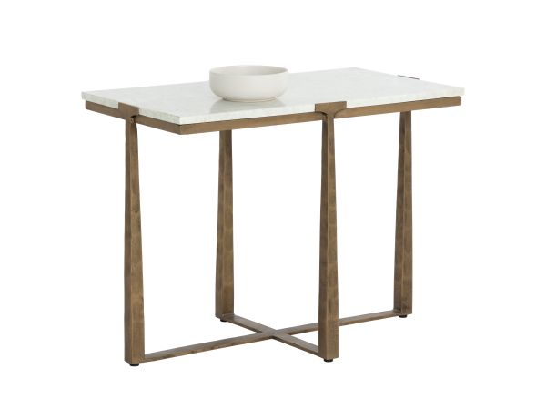 Sunpan Cowell Side Table in Antique Brass