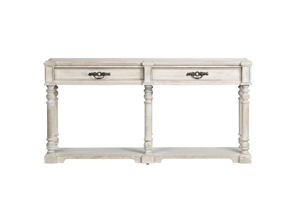 Crestview 68 In. Cream Solid Wood 2 Drawer Accent Console Sofa Table