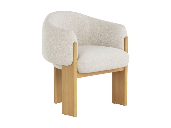 Sunpan Trine Dining Armchair in Rustic Oak in Dove Cream