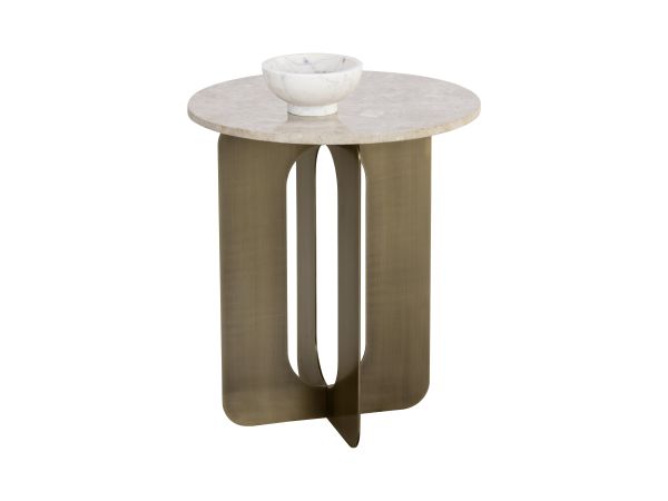 Sunpan Orlo End Table in Antique Brass