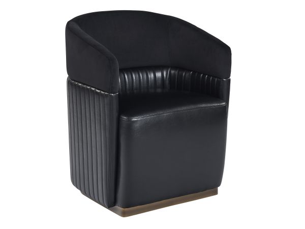 Sunpan Genval Wheeled Lounge Chair in Abbington Black / Cantina Black