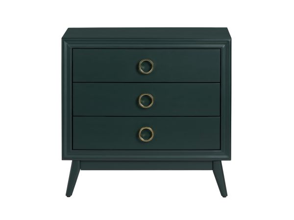 Crestview Solid Wood 3 Drawer Accent Chest Smooth Emerald Green Painted